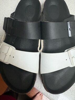 Birkenstock Two-Tone Black and White Arizona Sandals